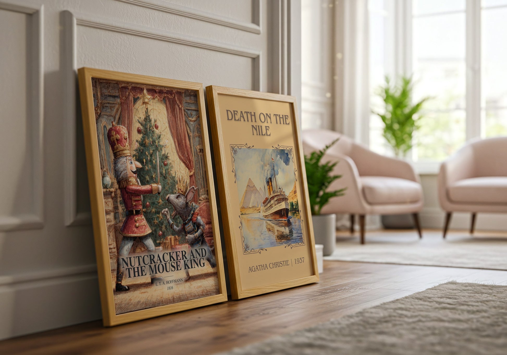 Nutcracker And The Mouse King watercolour print framed by window – literary home decor