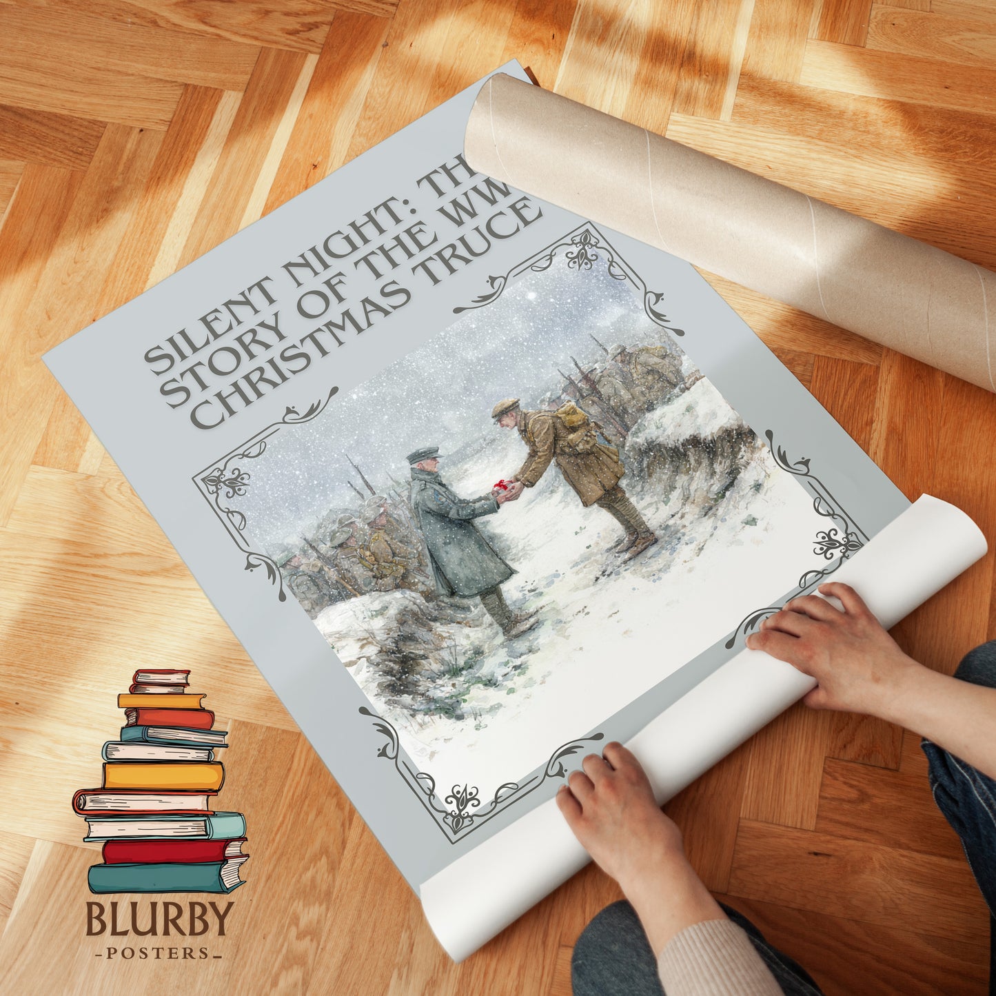 Silent Night: The Story of the World War I Christmas Truce classic book art print on bookshelf – Stanley Weintraub fan gift