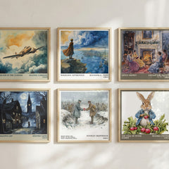 Silent Night: The Story Of The World War I Christmas Truce Literary Art Print by Stanley Weintraub – square print in a six-frame gallery wall