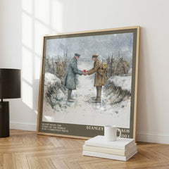 Silent Night: The Story Of The World War I Christmas Truce Literary Art Print by Stanley Weintraub – large square framed print leaning against a wall