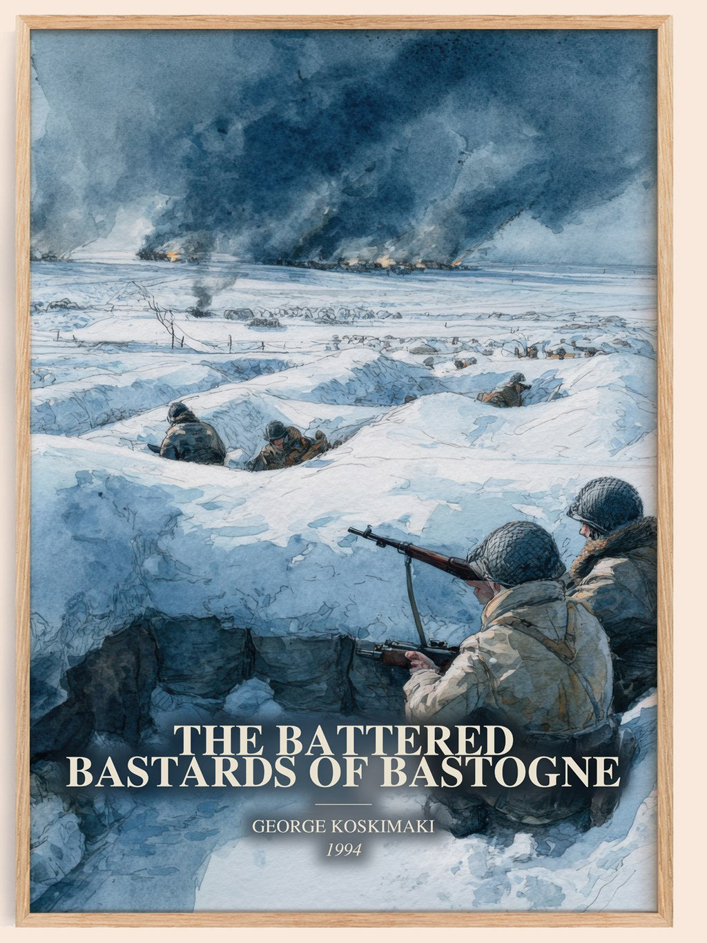 The Battered Bastards Of Bastogne watercolour book poster by George Koskimaki – framed literary art print