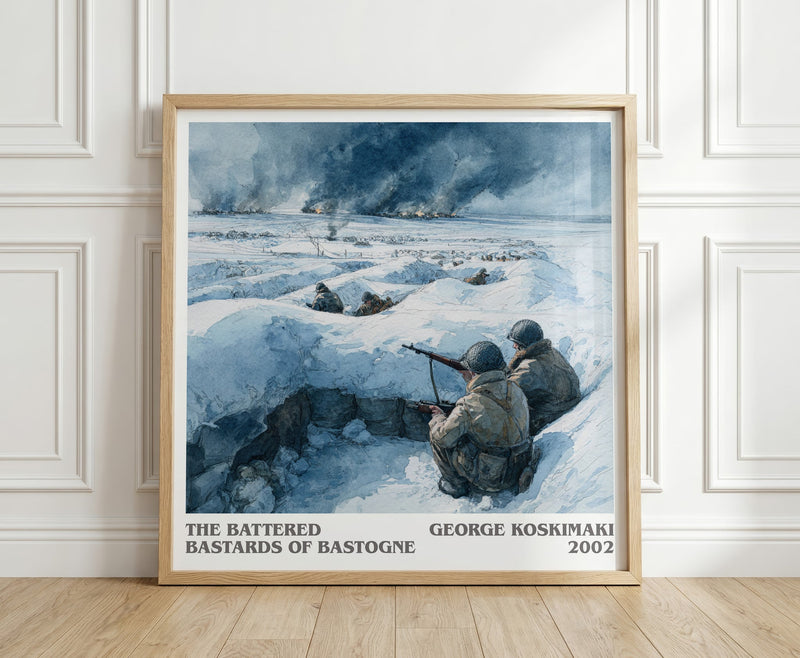 The Battered Bastards Of Bastogne literary print in frame leaning in hallway – non fiction wall art