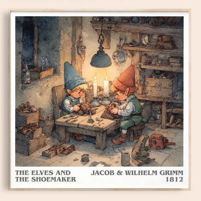 The Elves and the Shoemaker Literary Art Print by Jacob Grimm