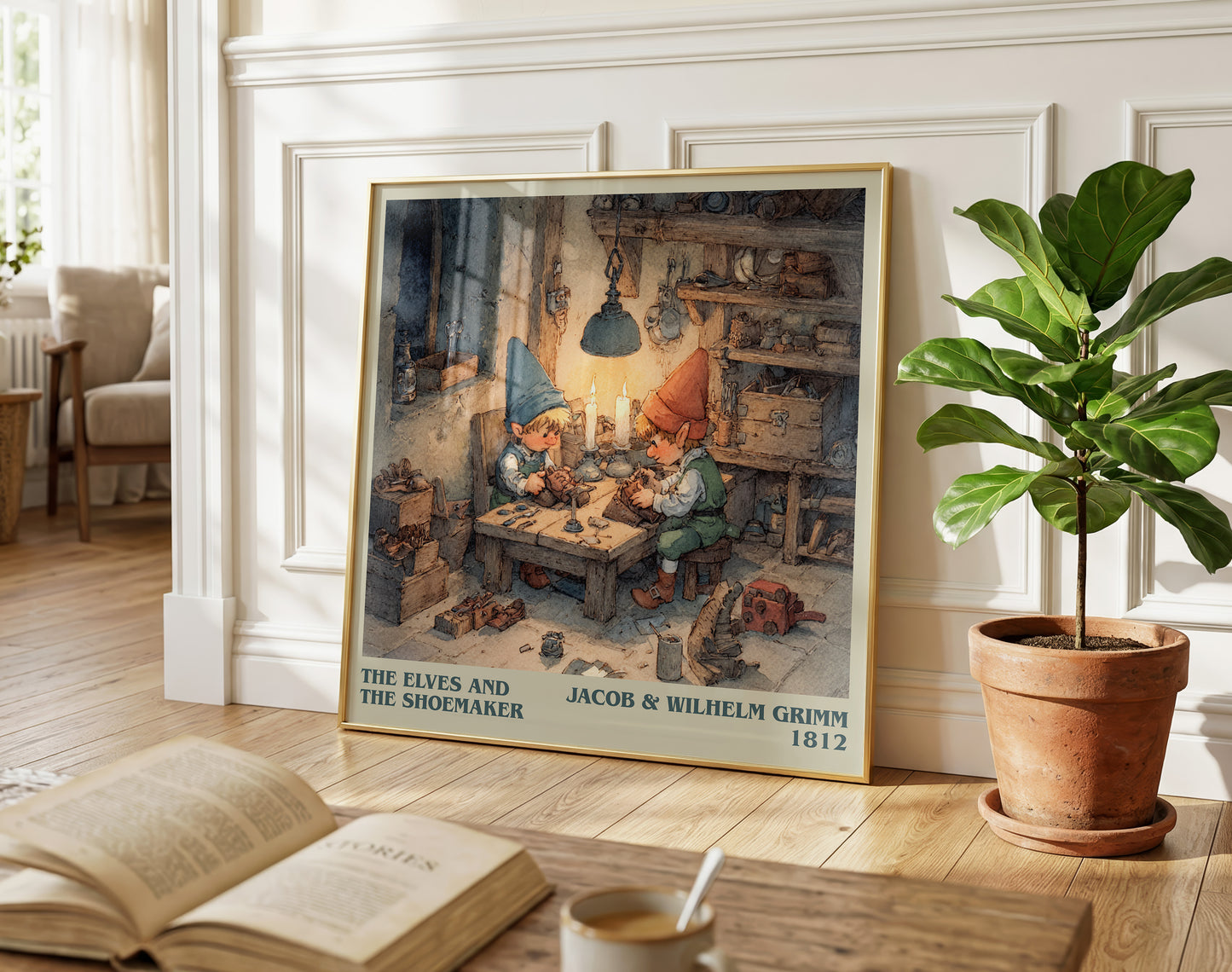 The Elves and the Shoemaker literary poster paired in gallery wall – literary art prints