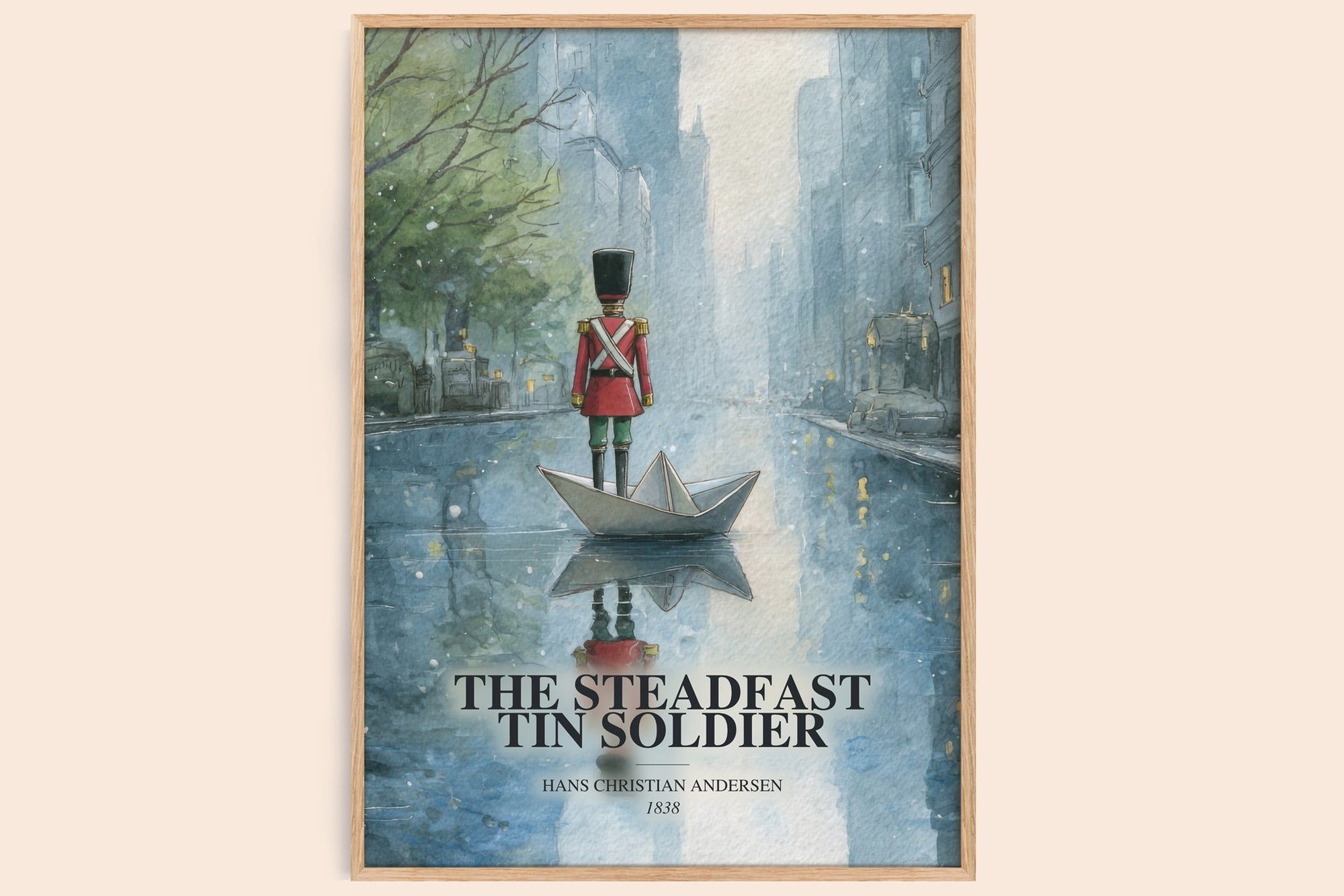 The Steadfast Tin Soldier watercolour book poster by Hans Christian Andersen – framed literary art print