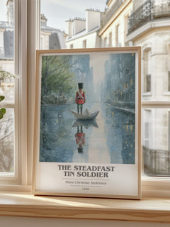 The Steadfast Tin Soldier Book Cover Poster by Hans Christian Andersen – framed print by a bright window