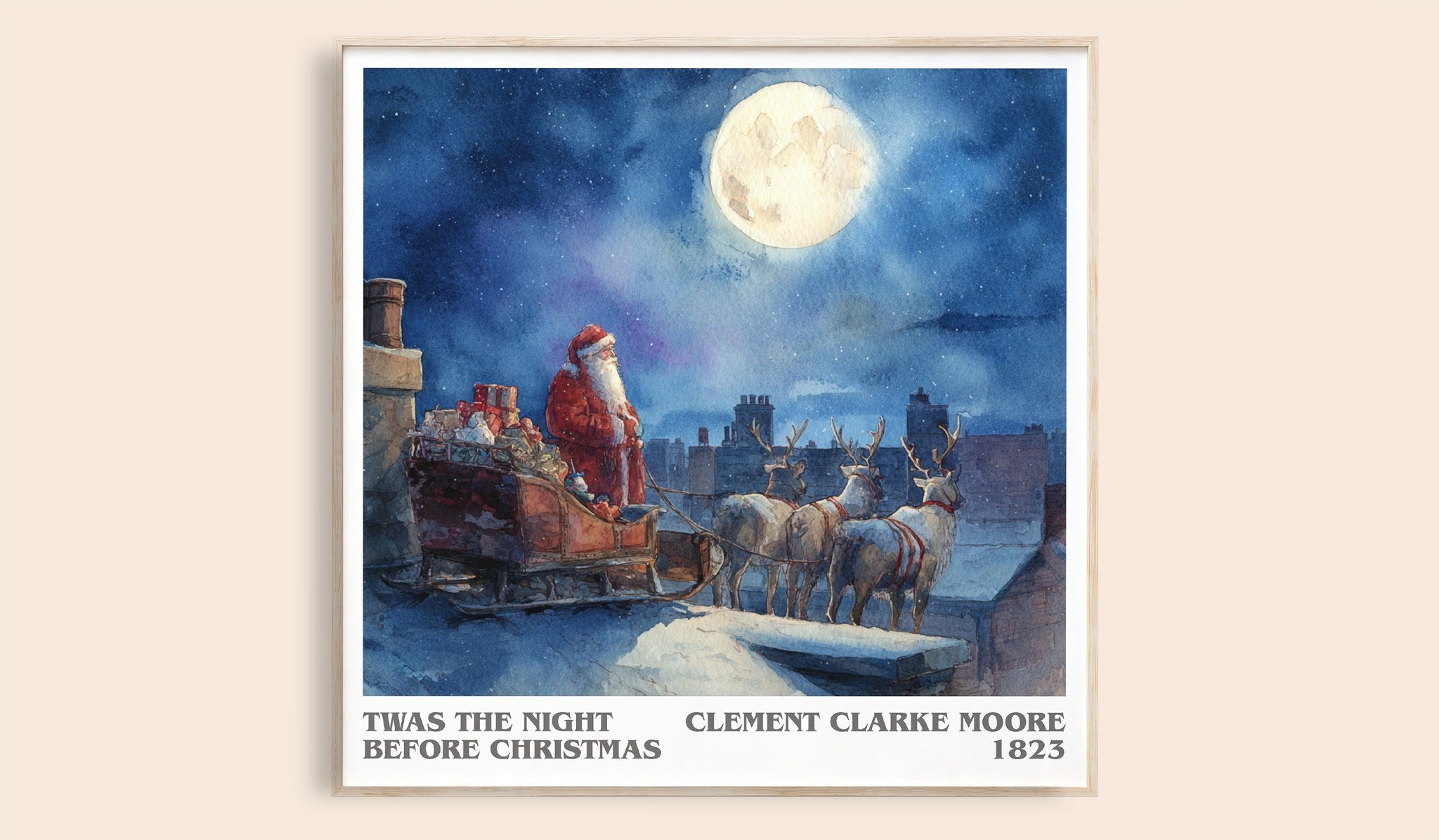 Twas The Night Before Christmas Literary Art Print by C. Moore