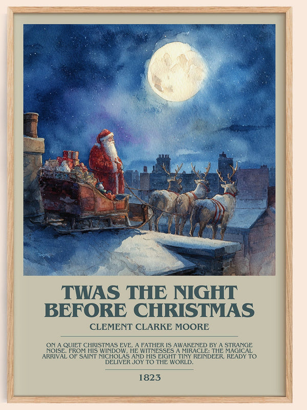Twas The Night Before Christmas bookish book poster by Clement Clarke Moore – framed literary art print