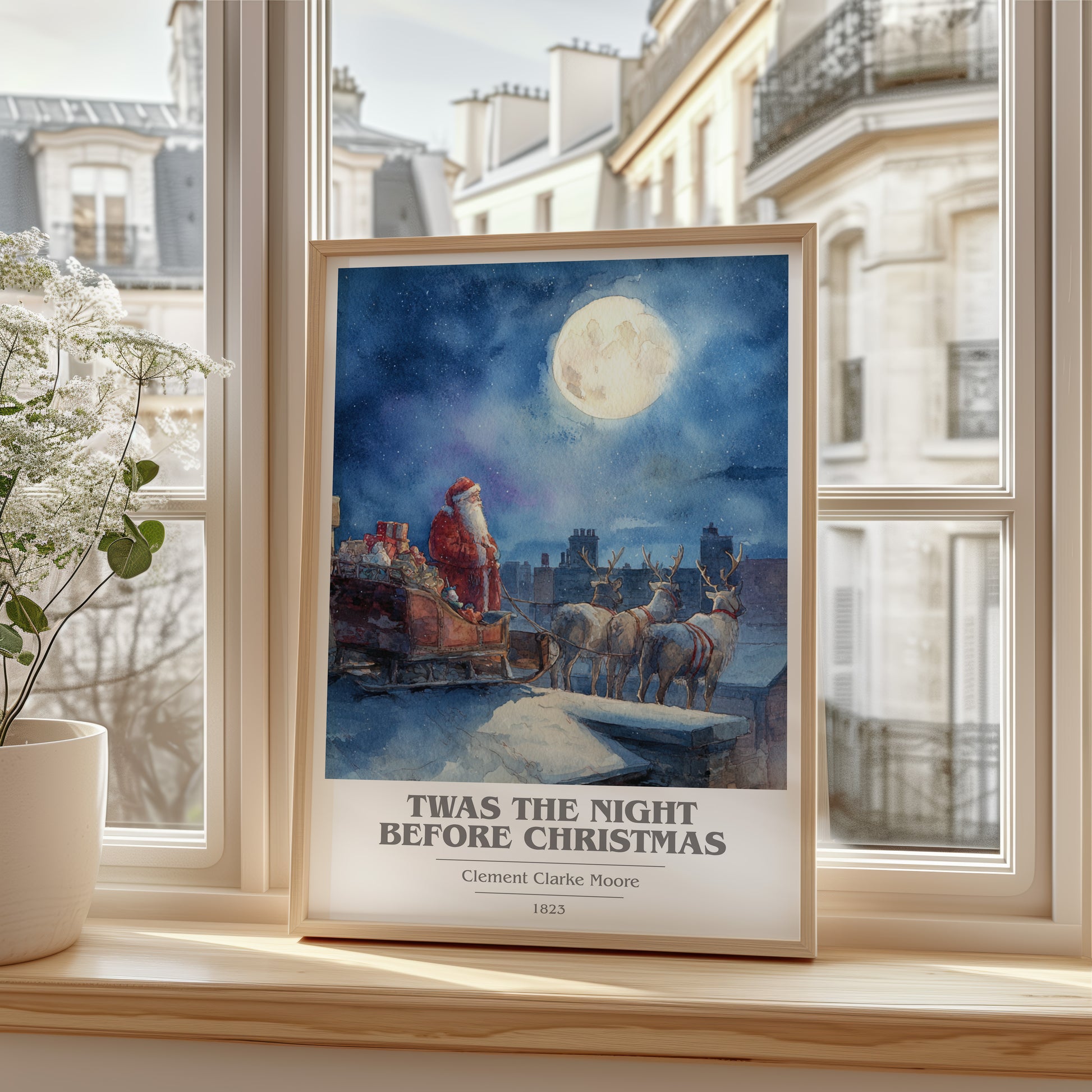 Twas The Night Before Christmas book cover poster colour and style options – Clement Clarke Moore book art