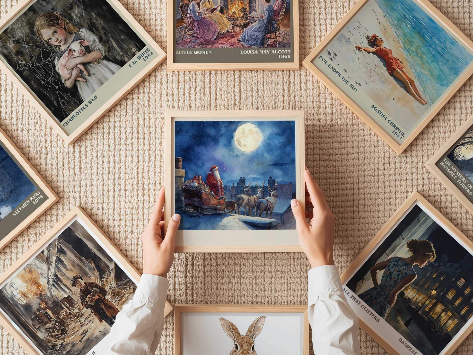 Twas The Night Before Christmas literary print on bookshelf – Clement Clarke Moore fan gift