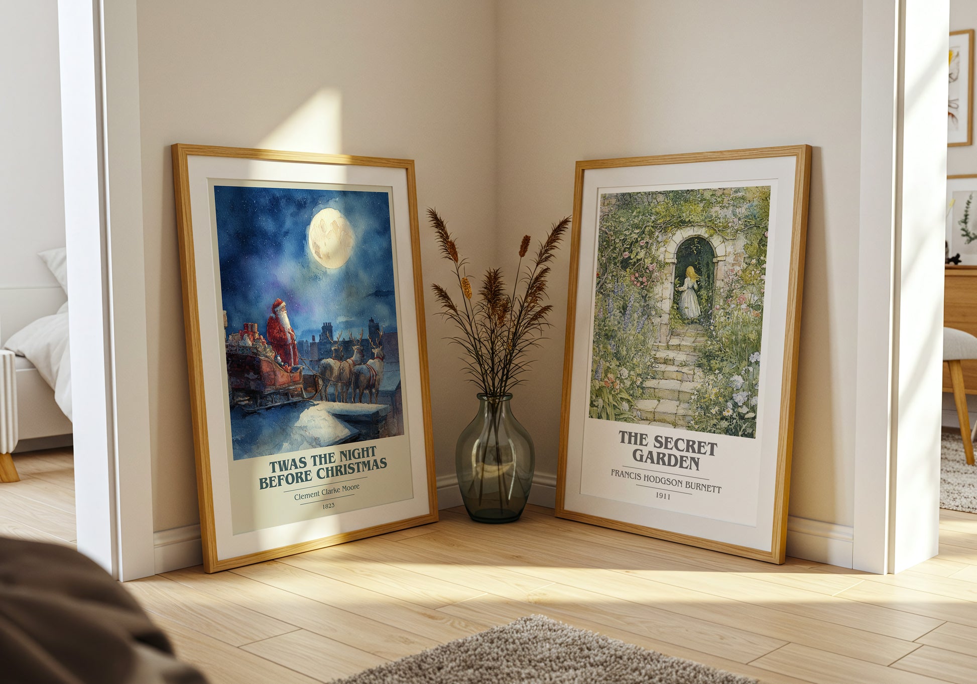 Twas The Night Before Christmas book cover book poster framed on wall – childrens wall art