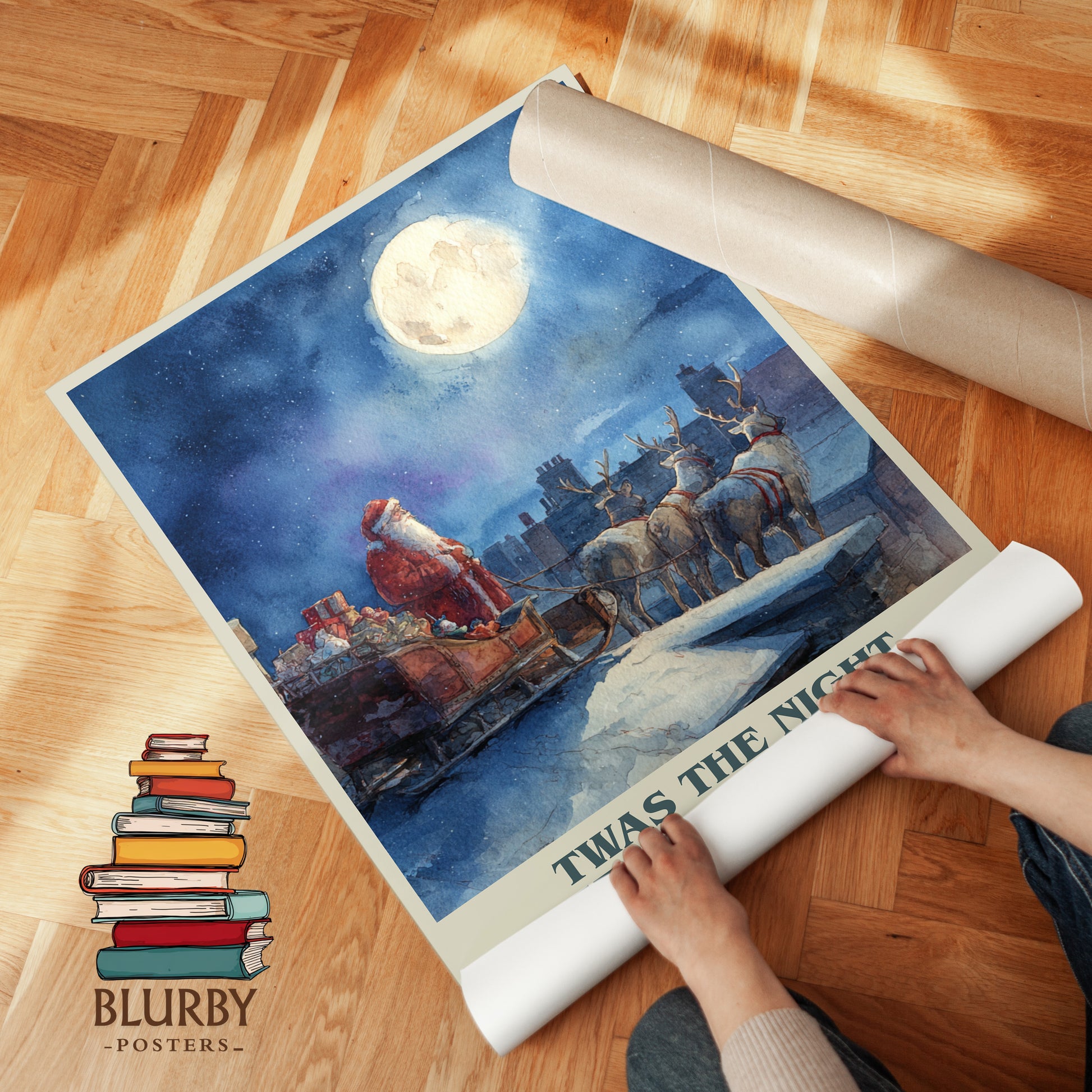 Twas The Night Before Christmas book cover print on bookshelf – Clement Clarke Moore fan gift