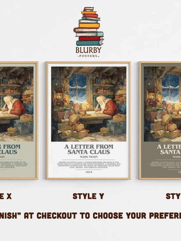 A Letter from Santa Claus bookish print in frame leaning in hallway – childrens wall art