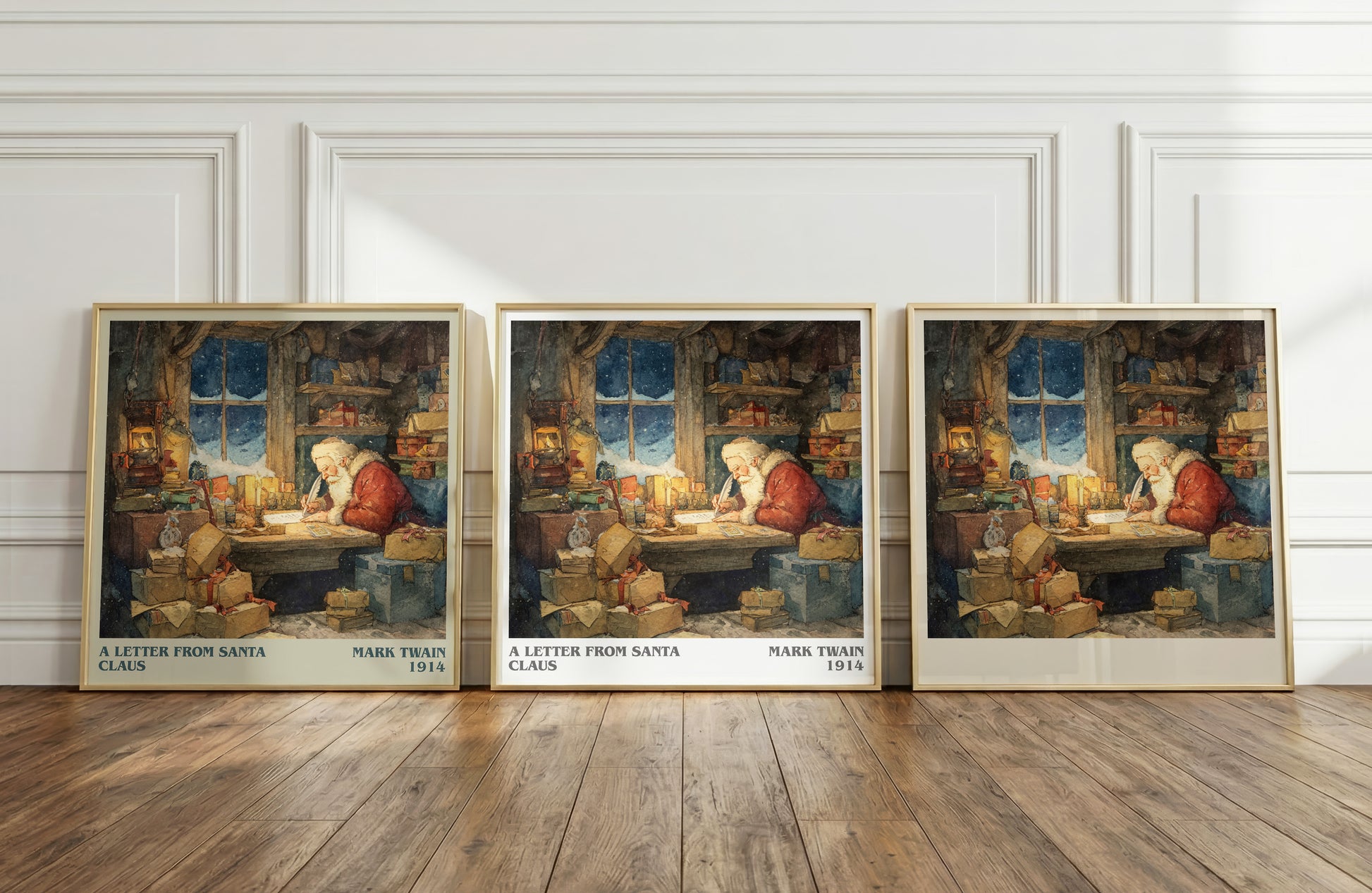 A Letter from Santa Claus literary print framed by window – literary home decor