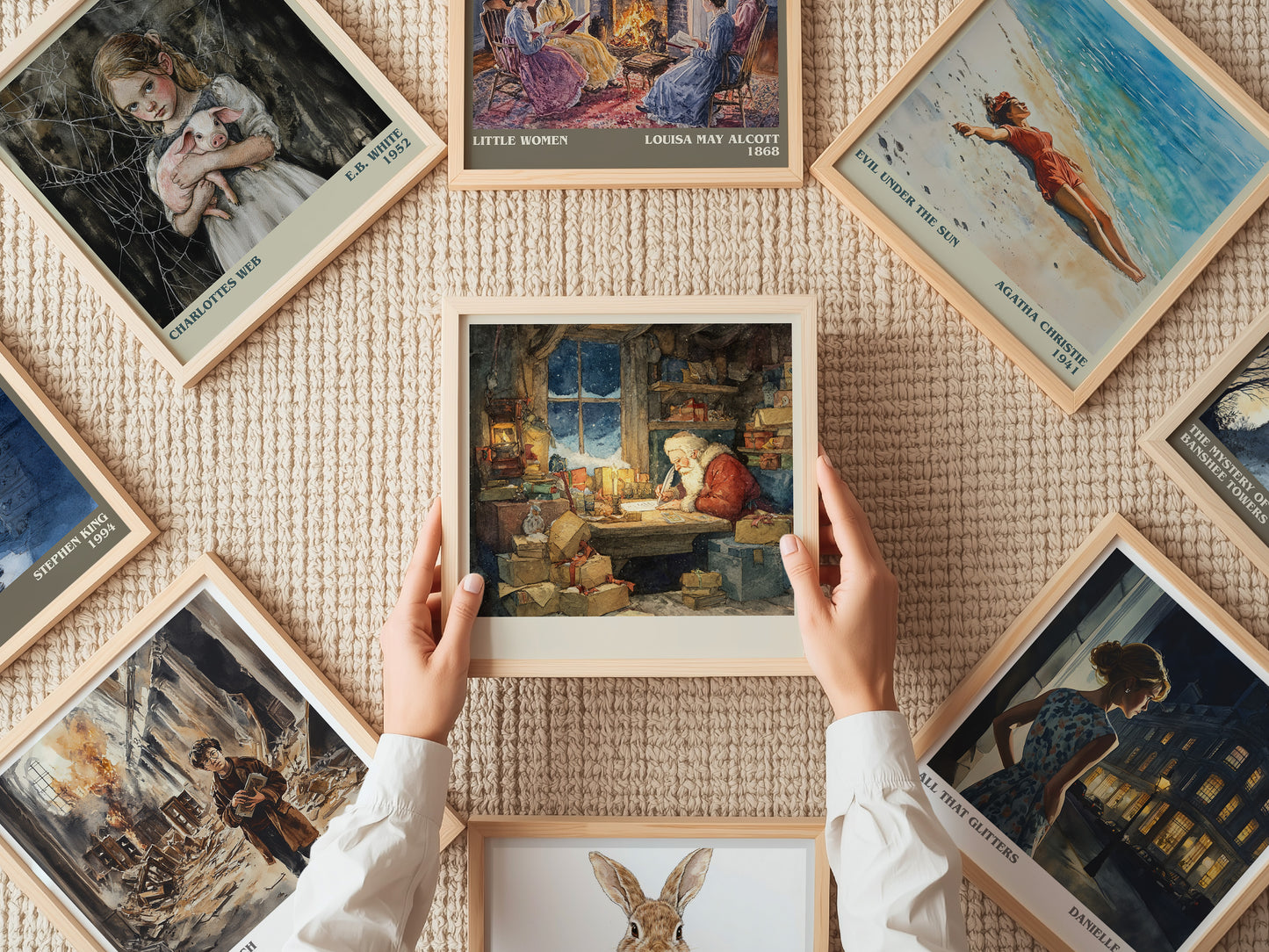 A Letter from Santa Claus literary print on bookshelf – Mark Twain fan gift