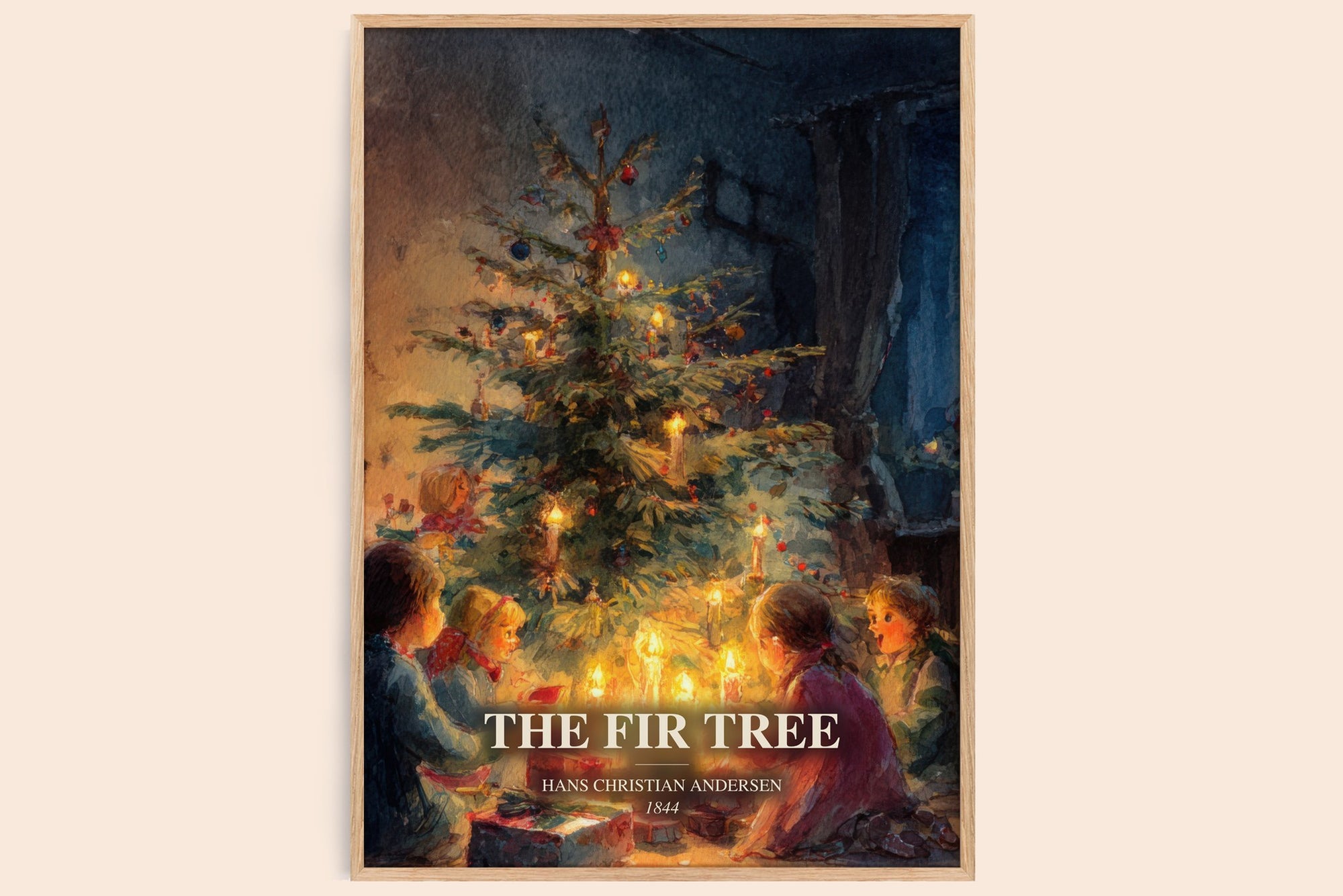 The Fir Tree watercolour book poster by Hans Christian Andersen – framed literary art print
