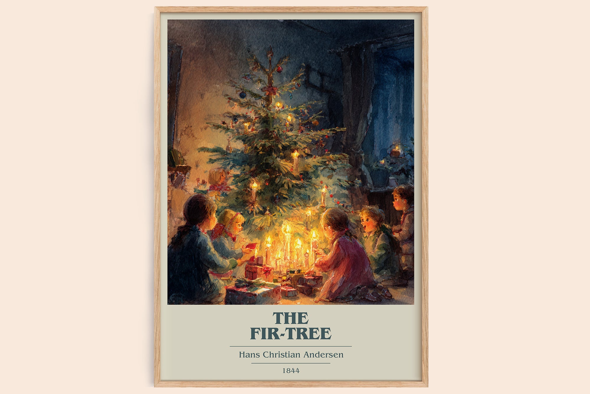 The Fir Tree book cover book poster by Hans Christian Andersen – framed literary art print