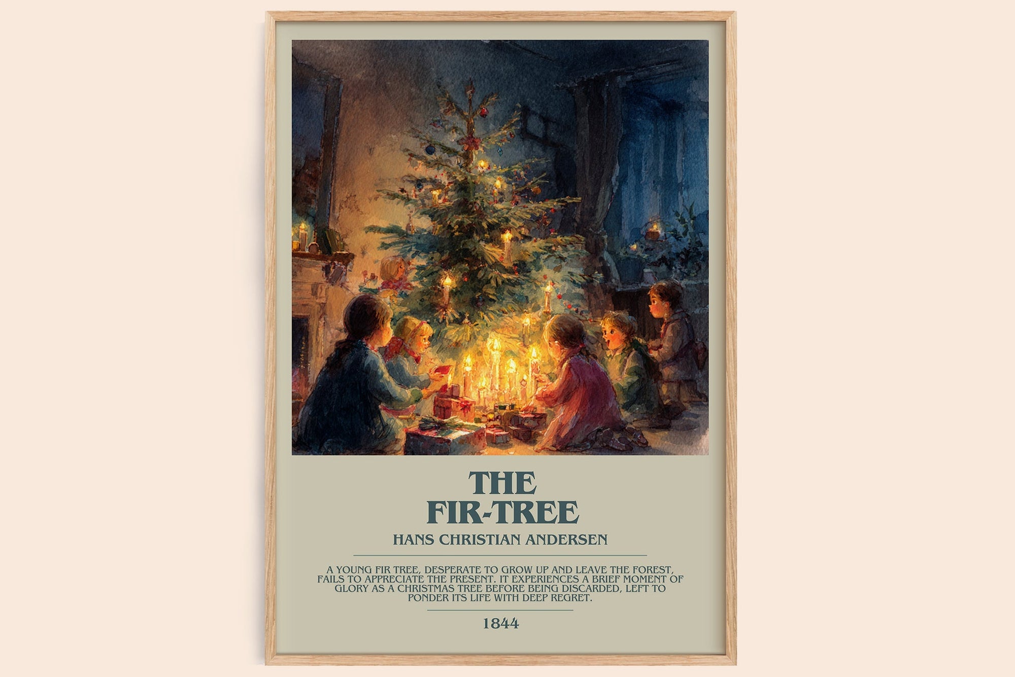 The Fir Tree bookish book poster by Hans Christian Andersen – framed literary art print