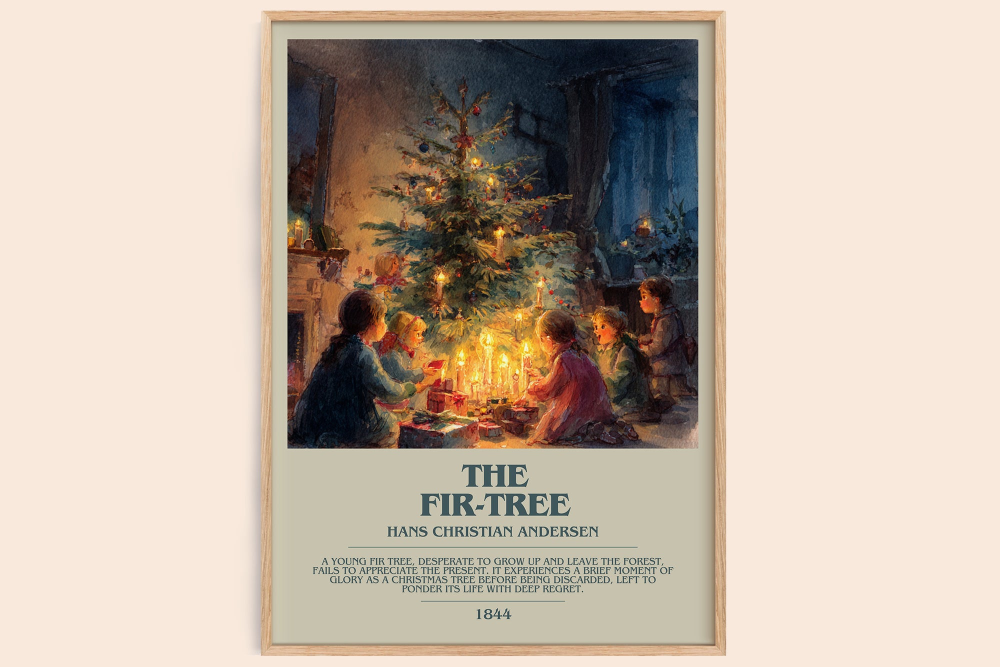 The Fir Tree bookish book poster by Hans Christian Andersen – framed literary art print