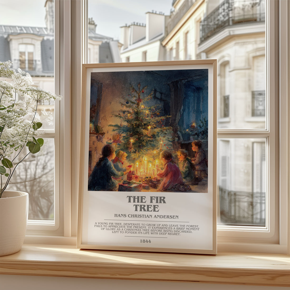 The Fir Tree Bookish Wall Art by Hans Christian Andersen – framed print by a bright window