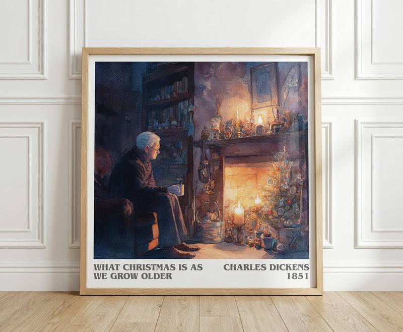 What christmas is as we grow older literary print in frame leaning in hallway – classic literature wall art