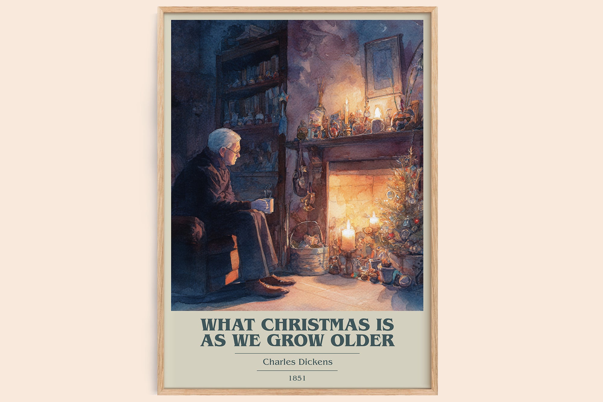 What christmas is as we grow older book cover book poster by Charles Dickens – framed literary art print