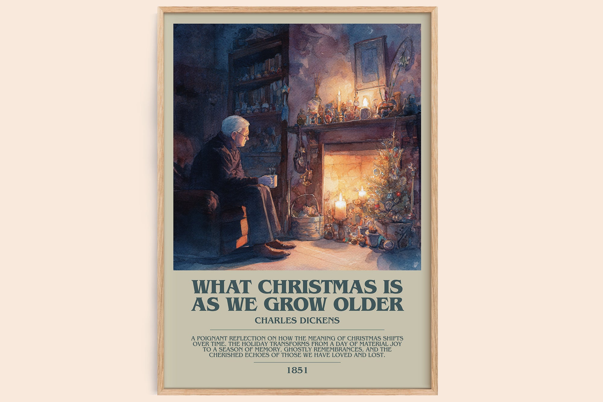 What christmas is as we grow older bookish book poster by Charles Dickens – framed literary art print