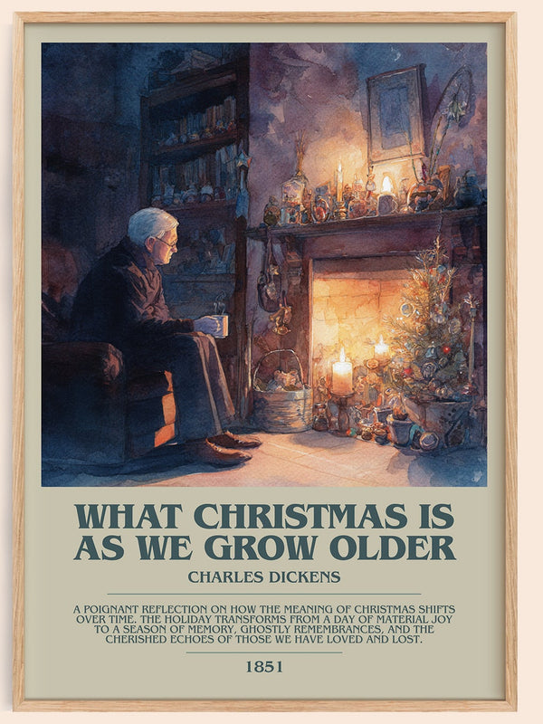 What christmas is as we grow older bookish book poster by Charles Dickens – framed literary art print