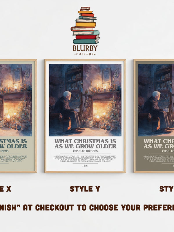 What christmas is as we grow older bookish print in frame leaning in hallway – classic literature wall art