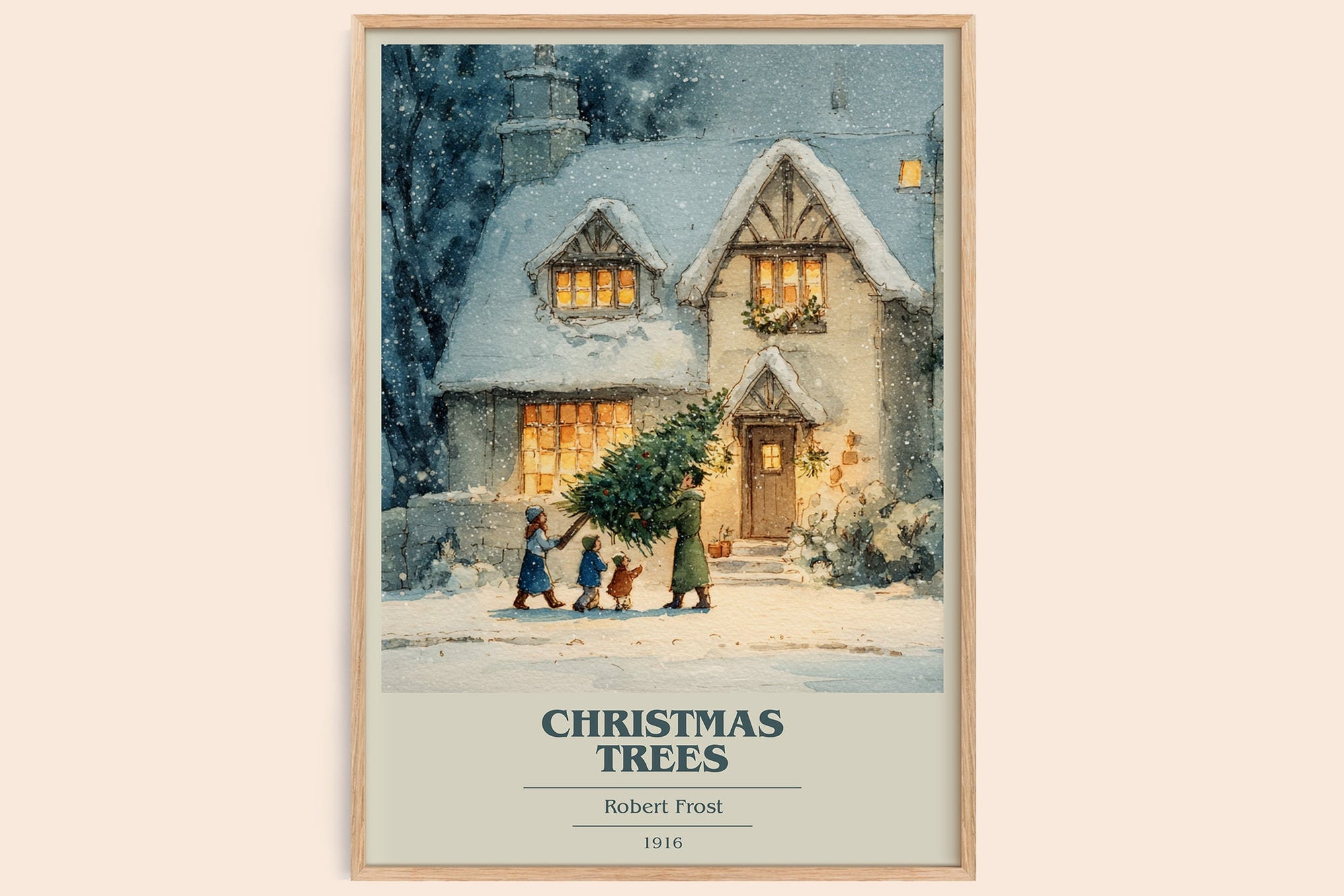 Christmas Trees book cover book poster by Robert Frost – framed literary art print