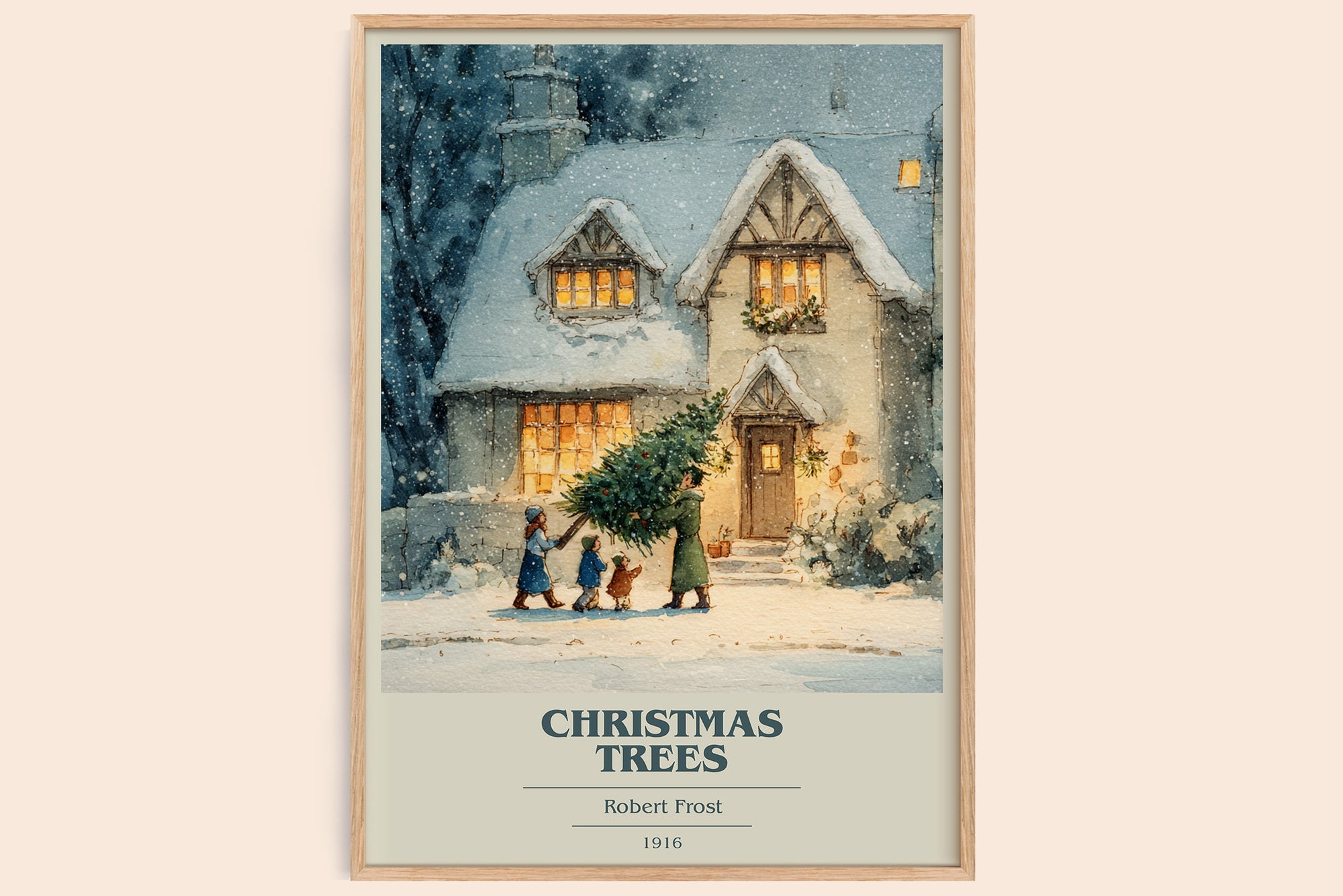 Christmas Trees book cover book poster by Robert Frost – framed literary art print