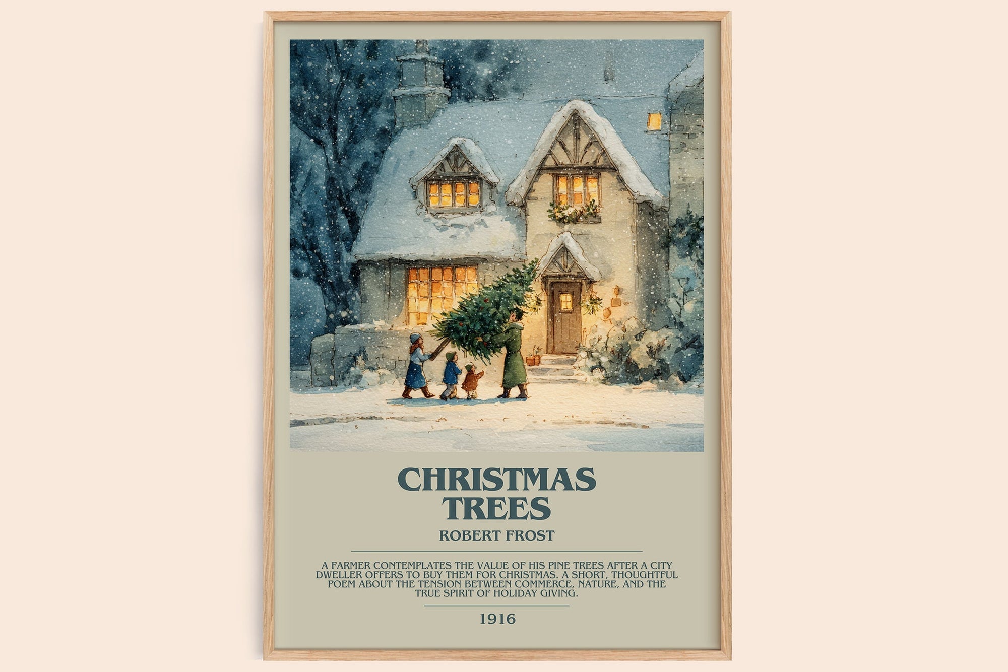 Christmas Trees bookish book poster by Robert Frost – framed literary art print