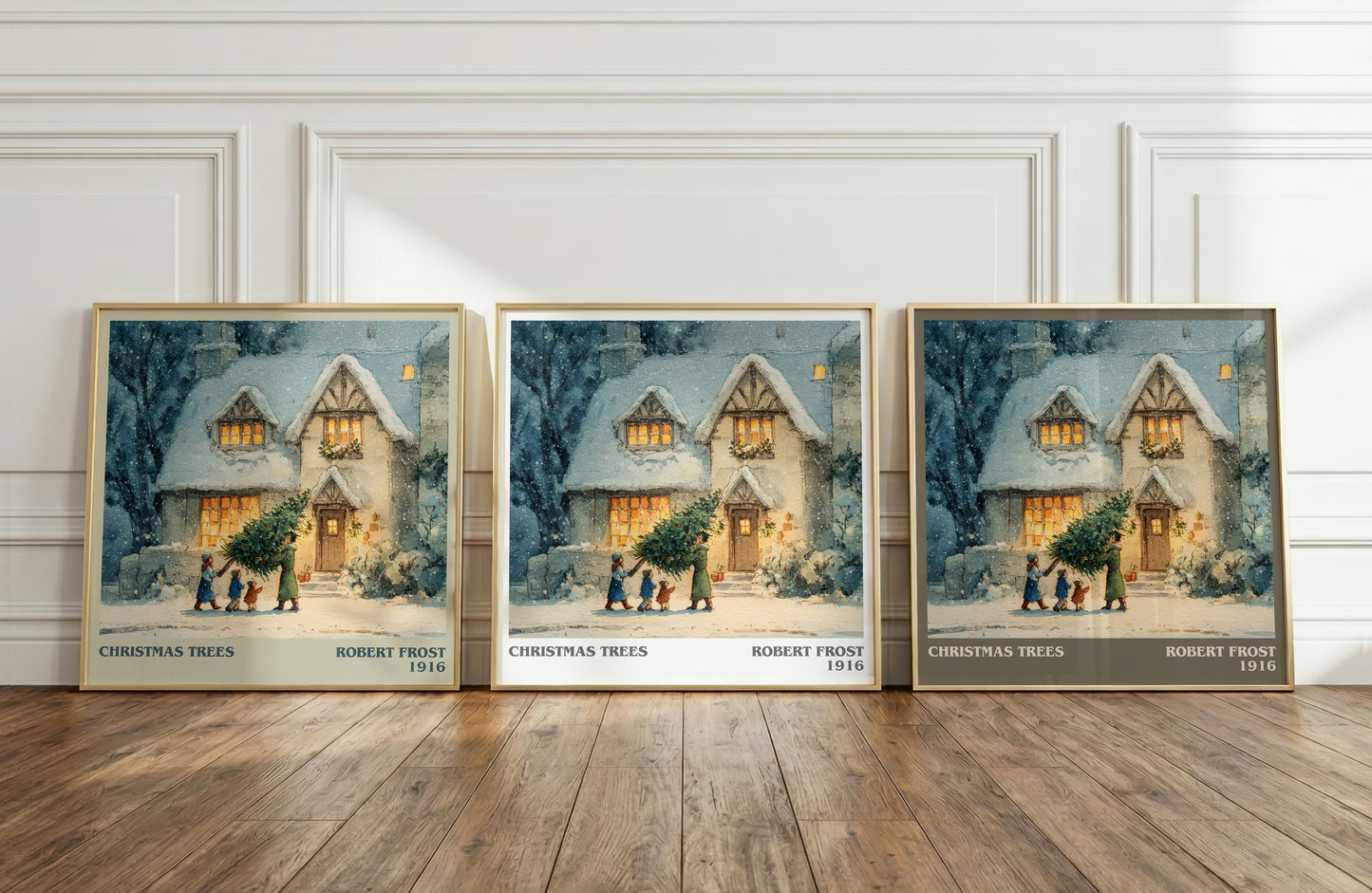 Christmas Trees literary print framed by window – literary home decor
