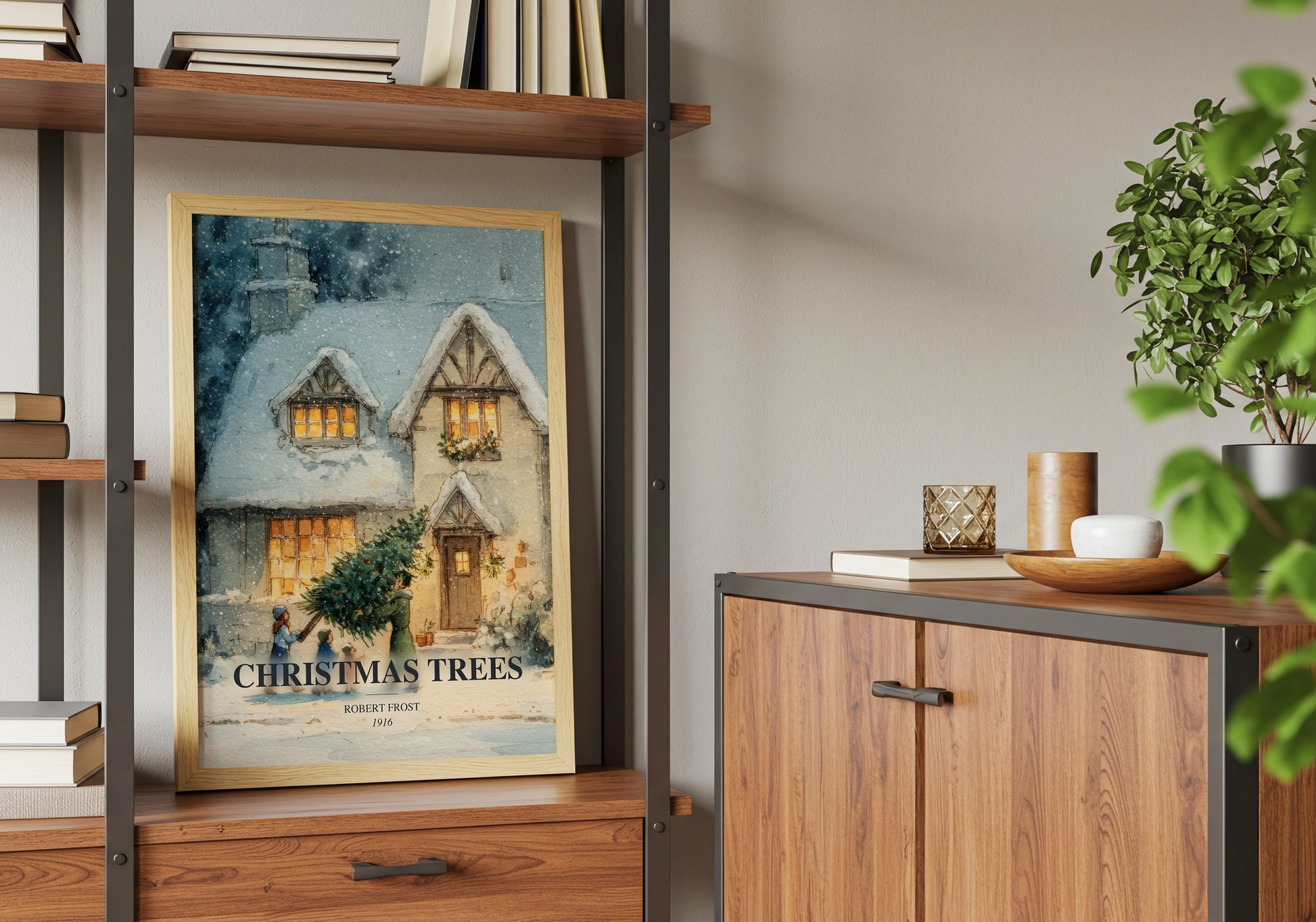 Christmas Trees book watercolour illustration paper finish options – matte satin gloss