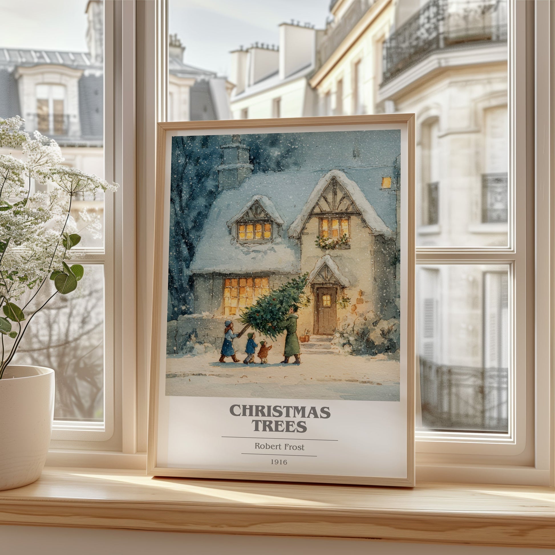 Christmas Trees book cover poster colour and style options – Robert Frost book art
