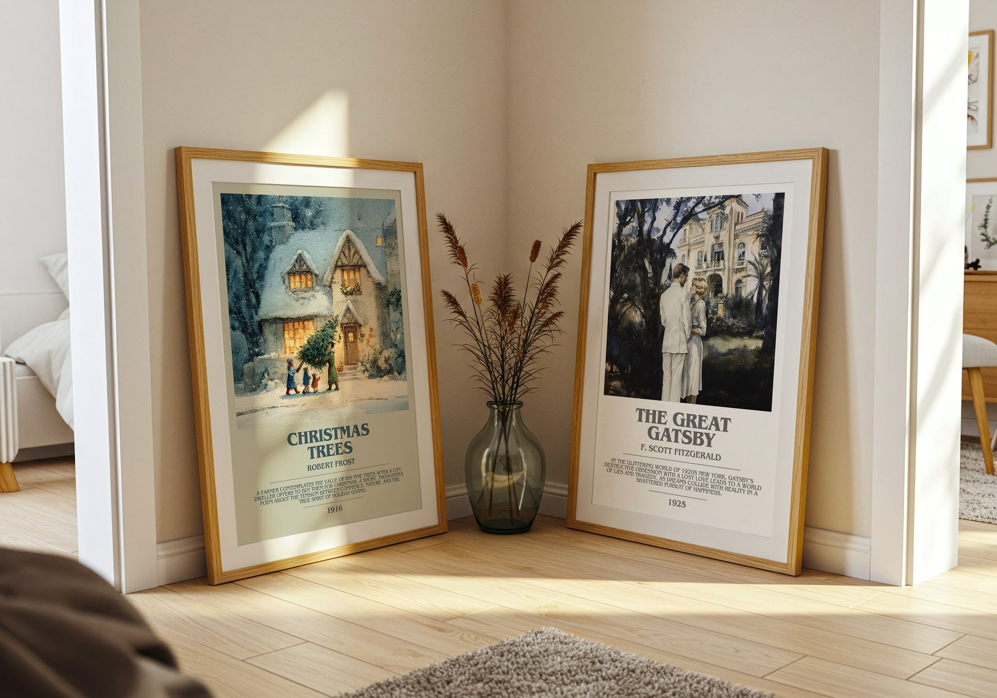 Christmas Trees bookish book poster framed on wall – poetry wall art