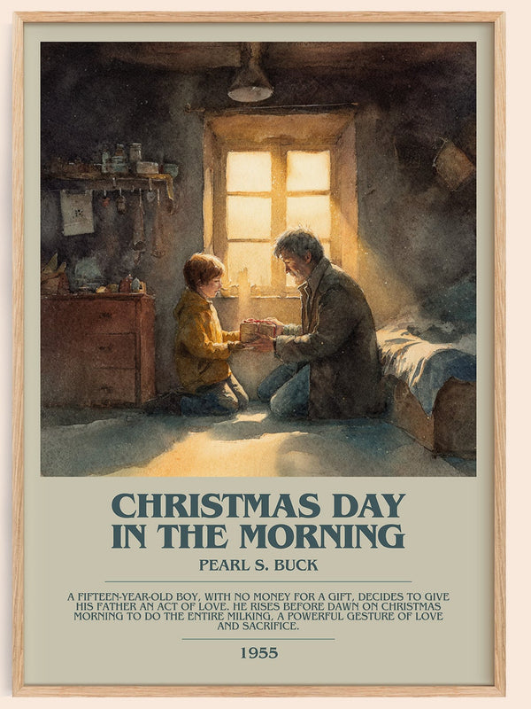 Christmas Day in the Morning bookish book poster by Pearl S. Buck – framed literary art print