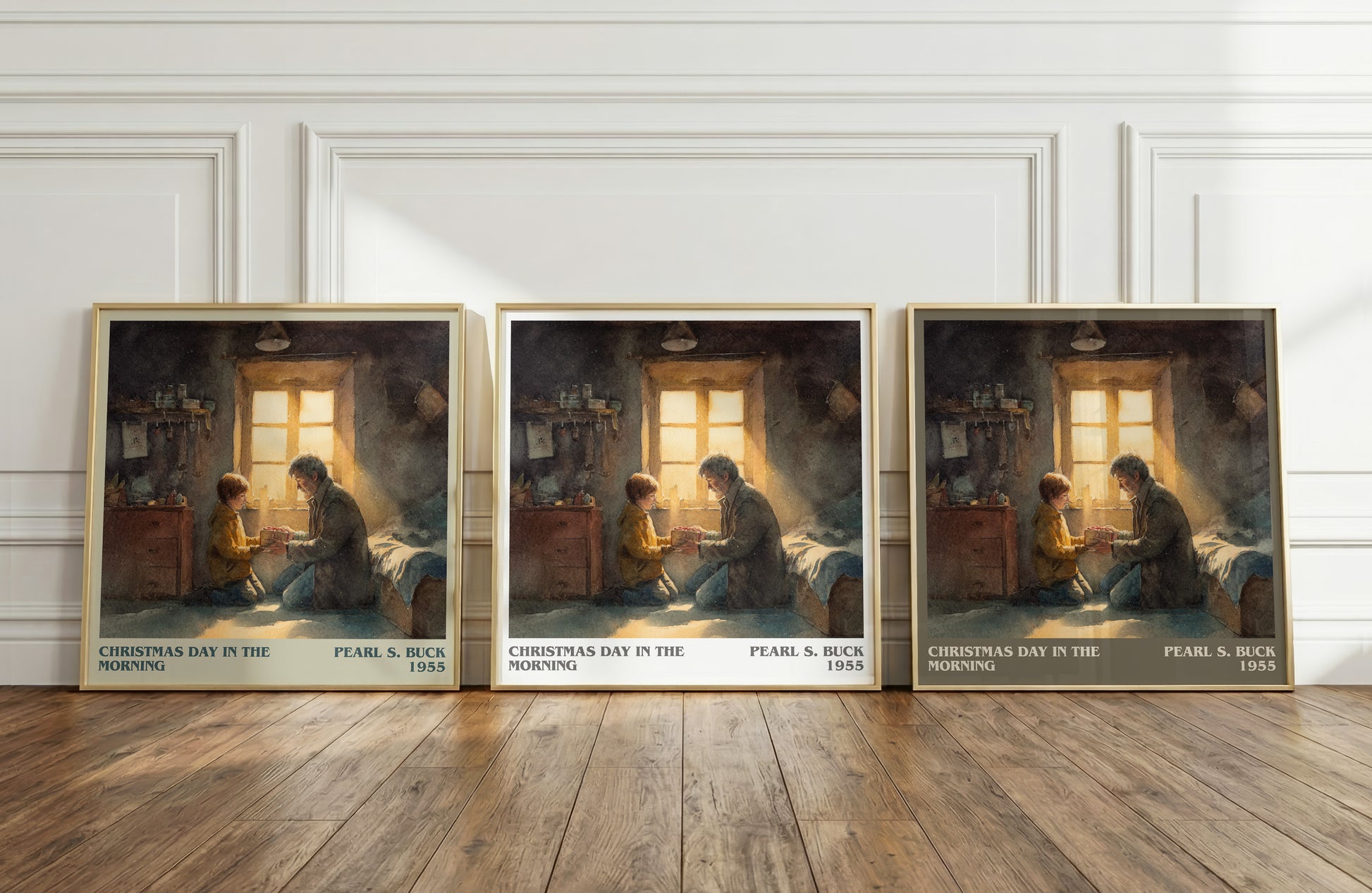 Christmas Day in the Morning literary print framed by window – literary home decor