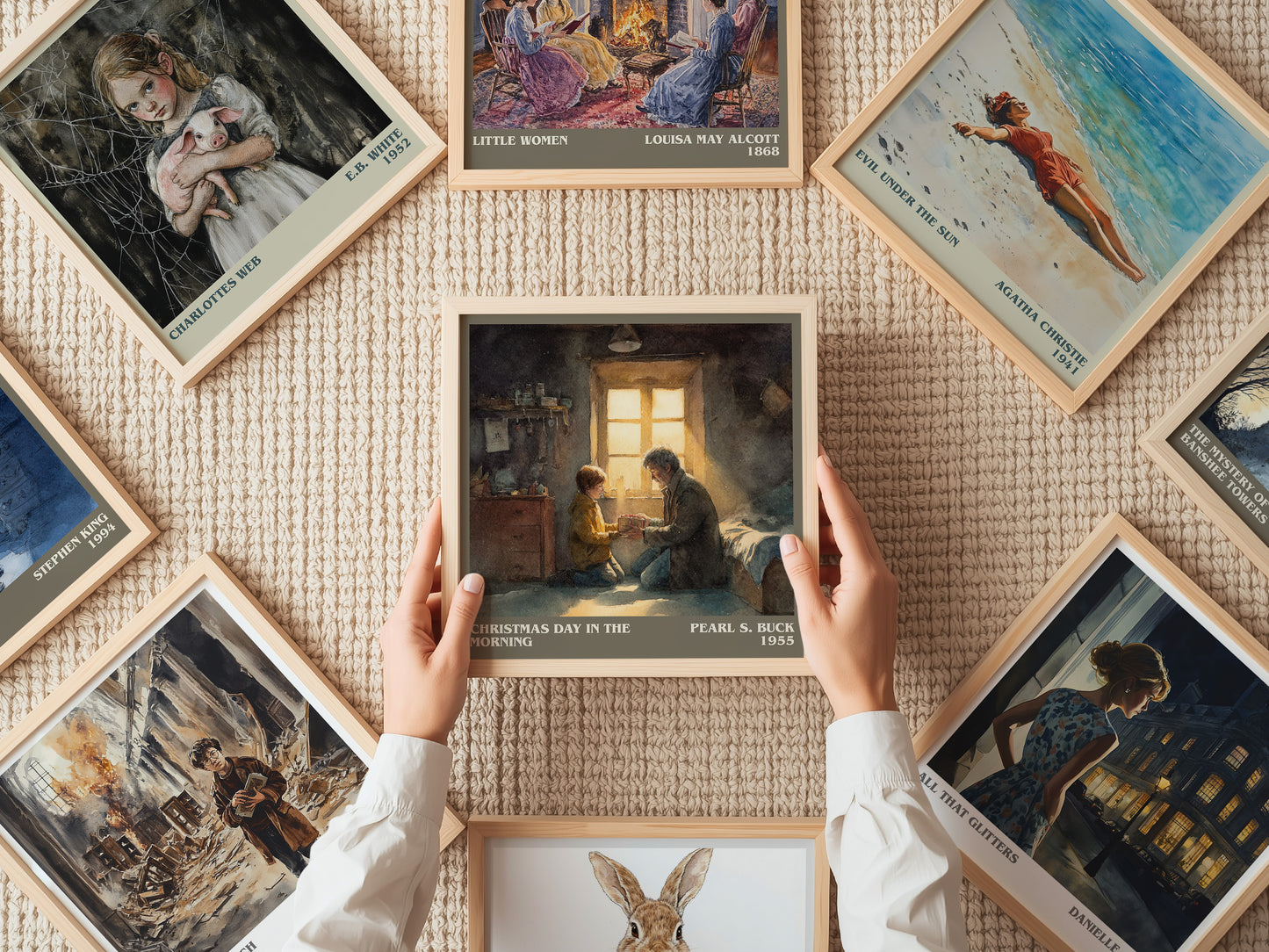 Christmas Day in the Morning literary print on bookshelf – Pearl S. Buck fan gift