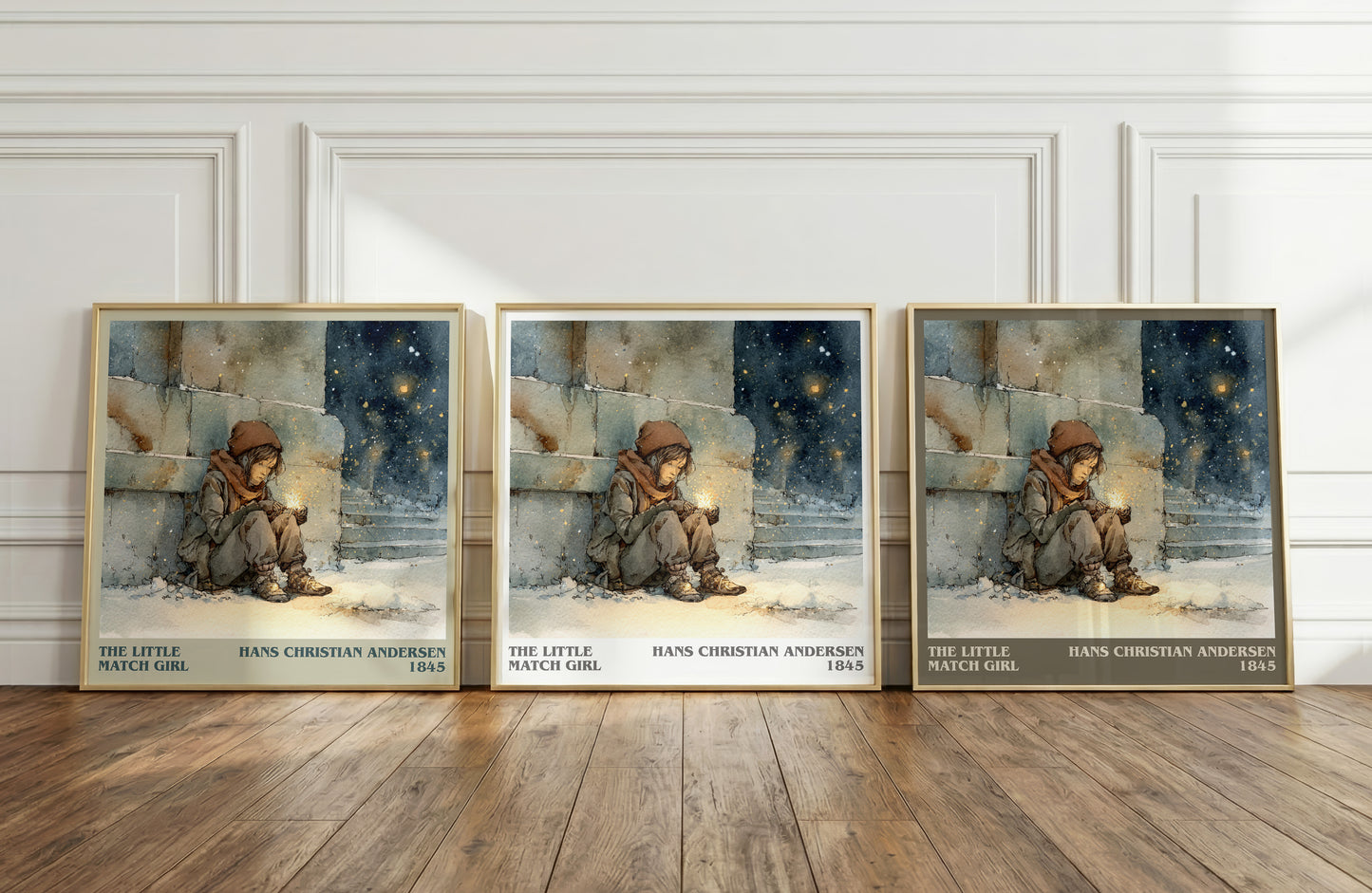 The Little Match Girl literary print framed by window – literary home decor