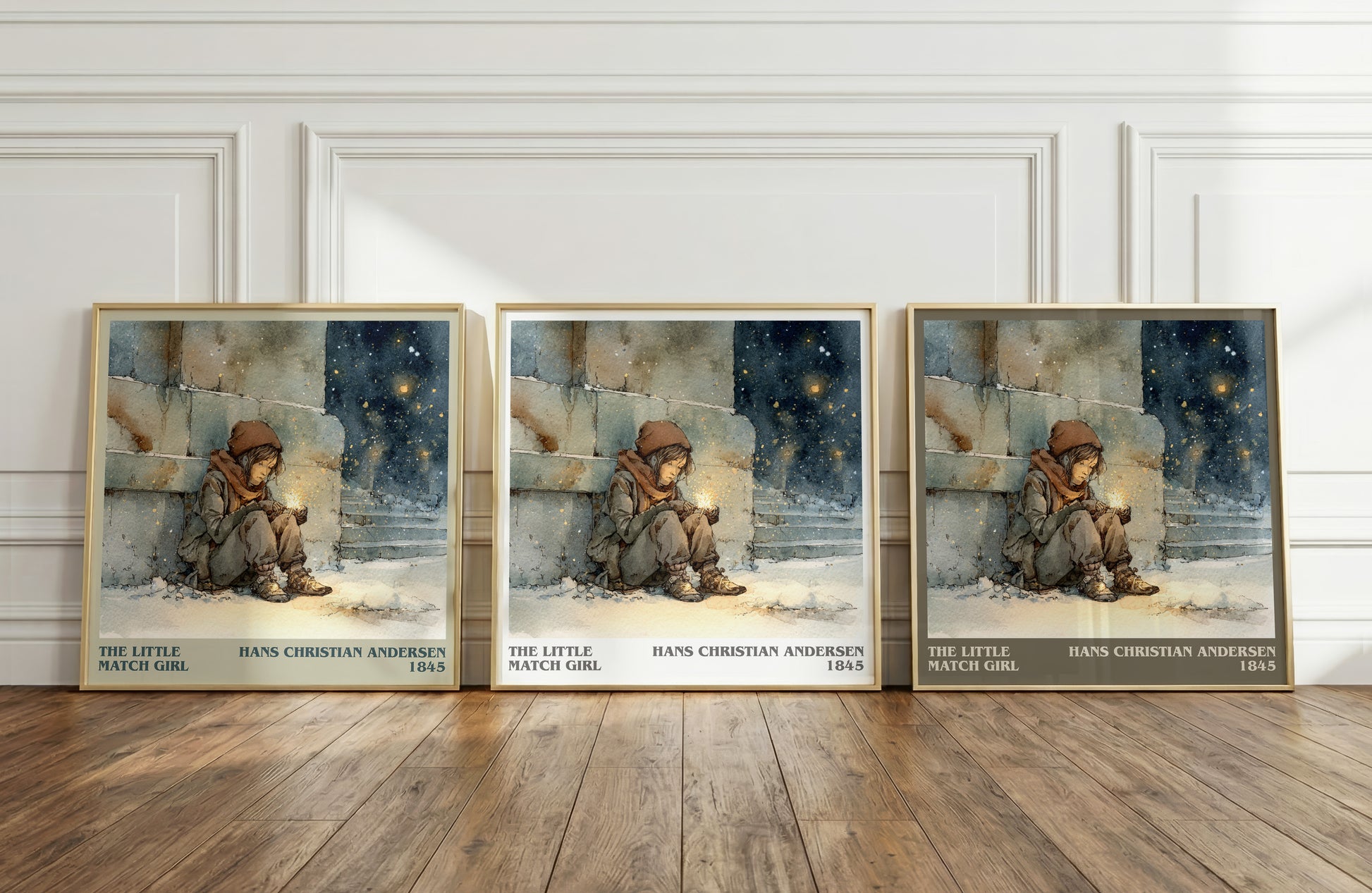 The Little Match Girl literary print framed by window – literary home decor