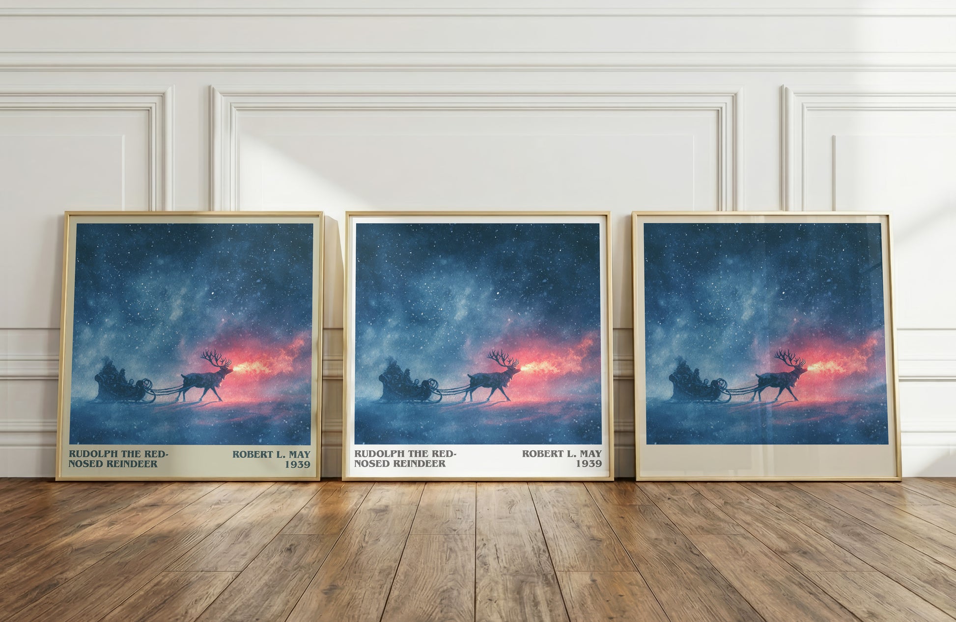 Rudolph the Red-Nosed Reindeer literary print framed by window – literary home decor