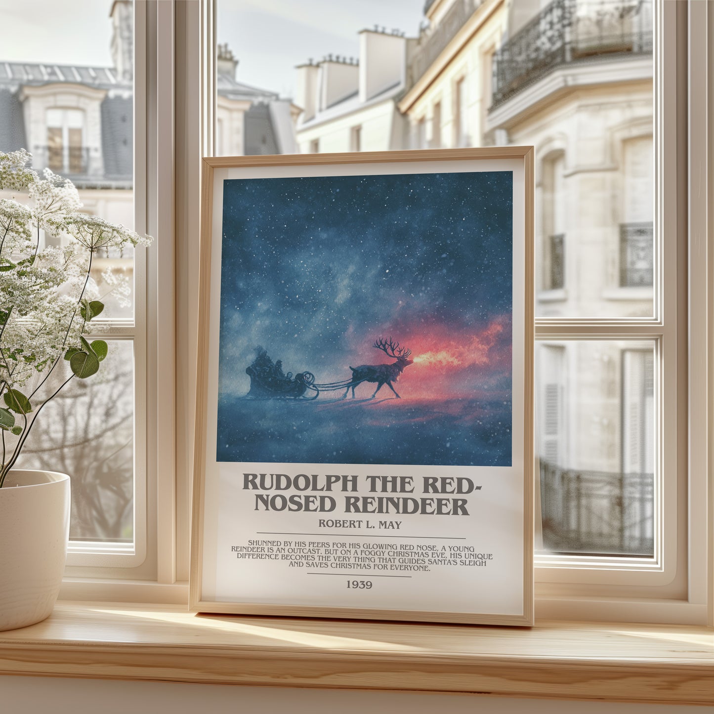 Rudolph the Red-Nosed Reindeer bookish poster colour and style options – Robert L. May book art