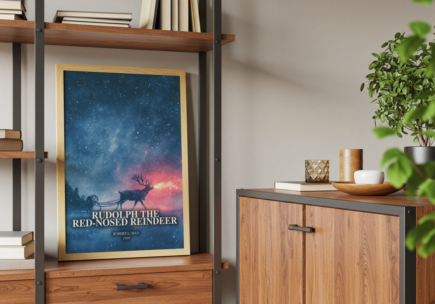 Rudolph The Red-Nosed Reindeer book watercolour illustration paper finish options – matte satin gloss