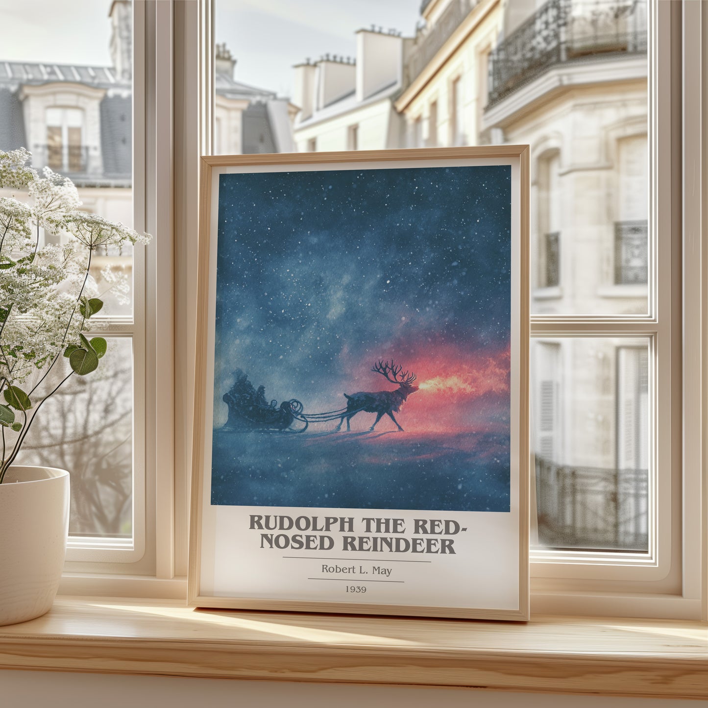Rudolph the Red-Nosed Reindeer book cover poster colour and style options – Robert L. May book art