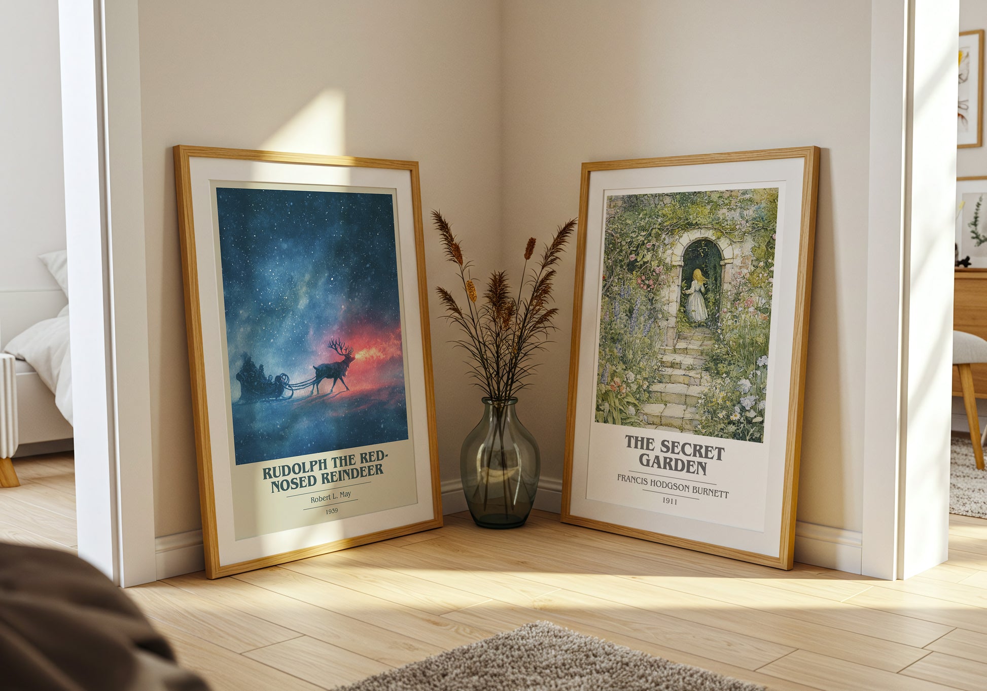 Rudolph the Red-Nosed Reindeer book cover book poster framed on wall – childrens wall art