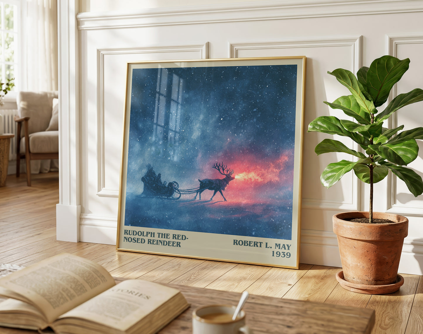 Rudolph the Red-Nosed Reindeer literary poster paired in gallery wall – literary art prints