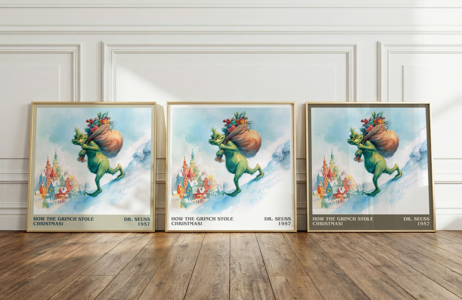 How the Grinch Stole Christmas literary print framed by window – literary home decor