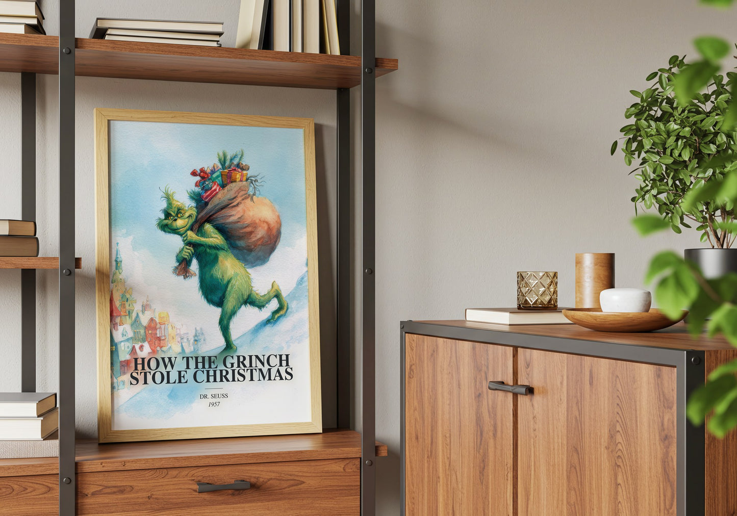 How The Grinch Stole Christmas book watercolour illustration paper finish options – matte satin gloss
