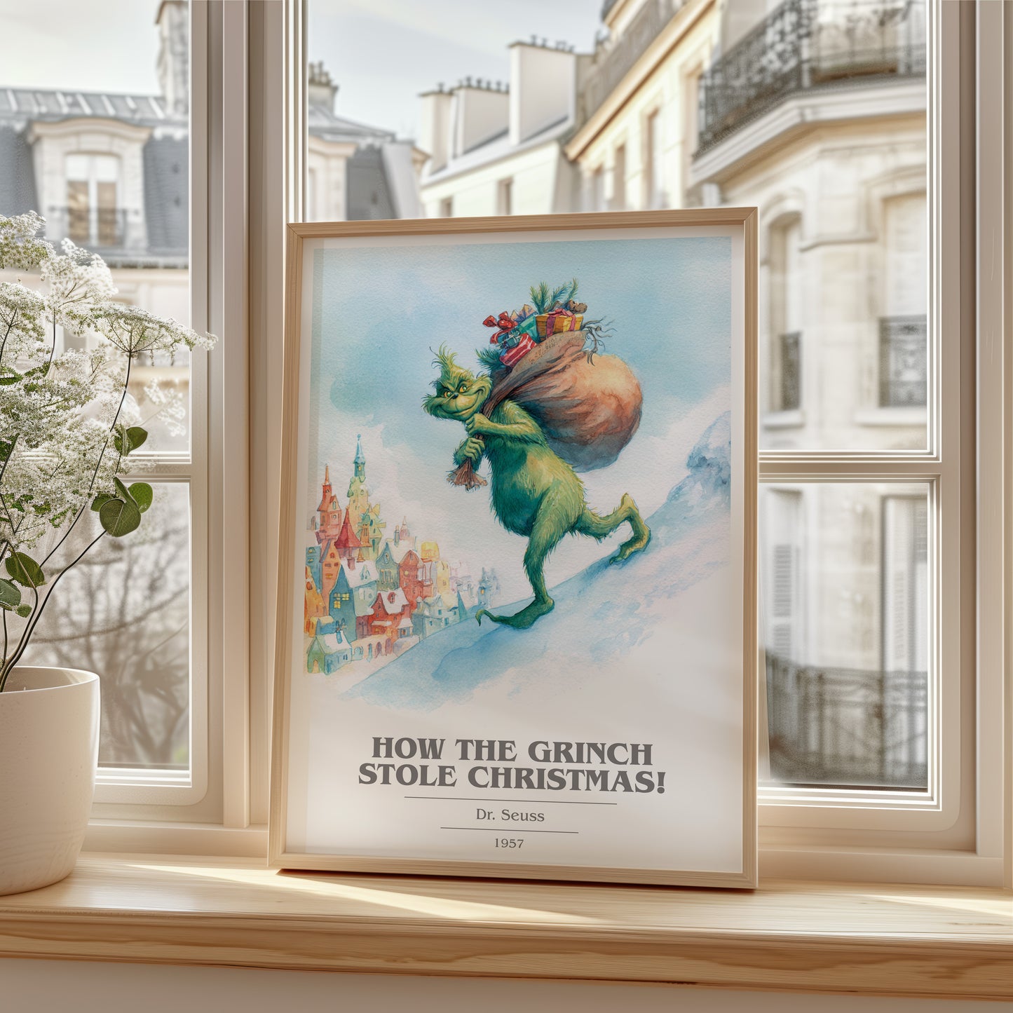 How the Grinch Stole Christmas book cover poster colour and style options – Dr. Seuss book art